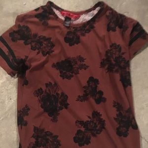 Rust colored floral jersey top